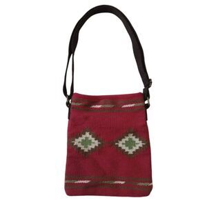 American Eagle Red & Brown Southwestern Boho Pattern Crossbody Messenger Bag